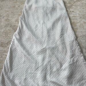 Elegant linen dress by Banana Republic, 10 petite, light tan with a black stripe